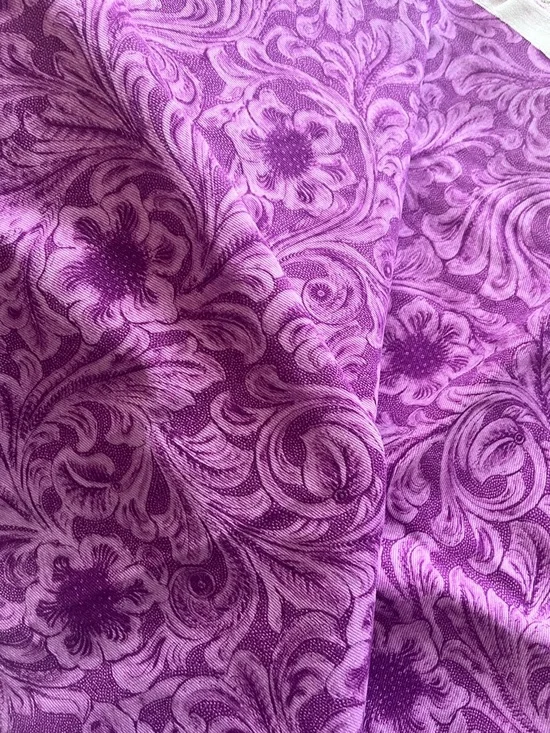 Purple Denim Floral Jacquard Fabric - Picture 5 of 6